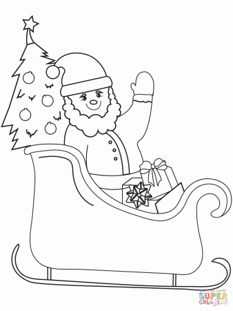 Santa on Sleigh coloring page | Free ...