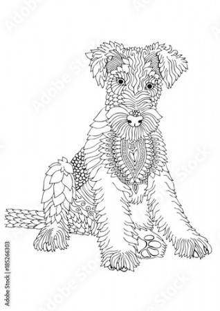Wire fox terrier. Hand drawn dog. Sketch for anti-stress adult coloring book  in zen-tangle style. Vector illustration for coloring page. Stock Vector |  Adobe Stock