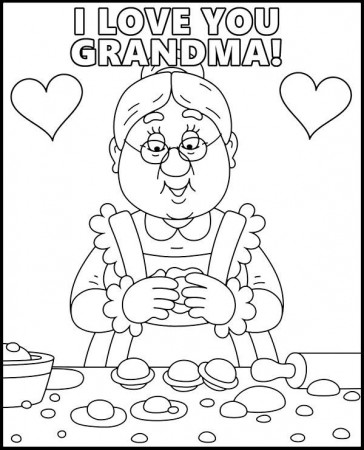 Grandma coloring page with hearts - Topcoloringpages.net