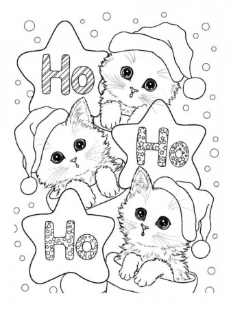 Christmas Cat coloring page - Free printable