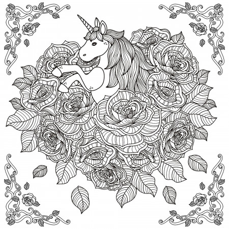 Unicorn mandala - Unicorns Adult Coloring Pages