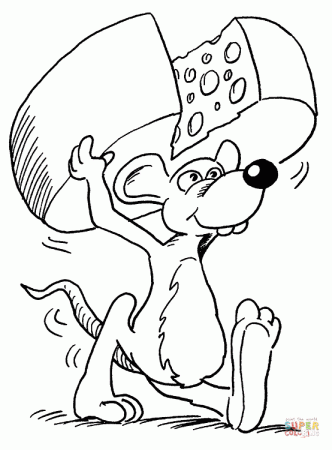 Mouse Holds A Cheese coloring page | Free Printable Coloring Pages