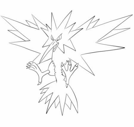 Zapdos coloring page | Free Printable Coloring Pages