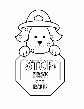 Stop drop and roll coloring page