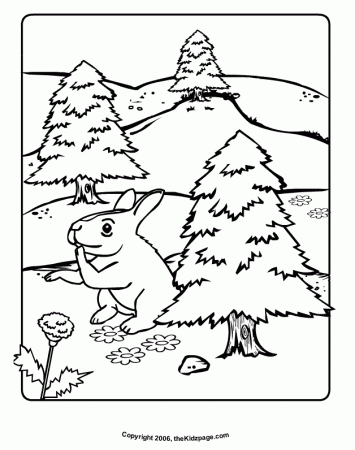 Little Bunny in the Forest Free Coloring Pages for Kids - Printable Colouring  Sheets