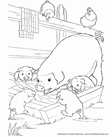 Farm Animal Coloring Pages | Printable Pigs slop Coloring Page and ...