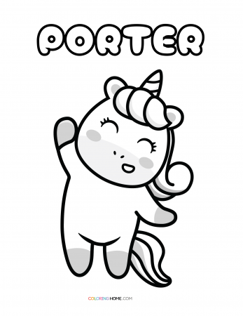 Porter unicorn coloring page