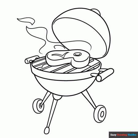 Barbeque Grill Coloring Page | Easy Drawing Guides