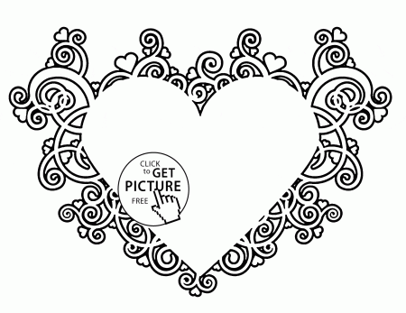 Valentines Heart coloring page for kids, for girls coloring pages ...