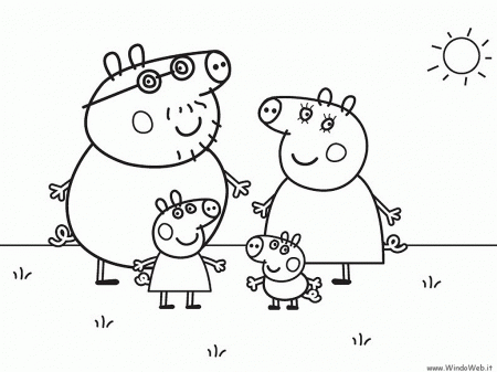 Pin Peppa Pig And Family Eating Coloring Page For Kids Printable ...
