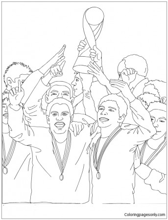 Soccer Team Receiving The Trophy Coloring Page - Free Coloring ...