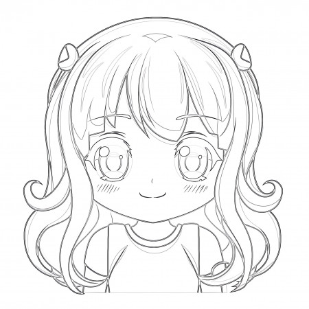 Kawaii Anime Girl Coloring Page ...