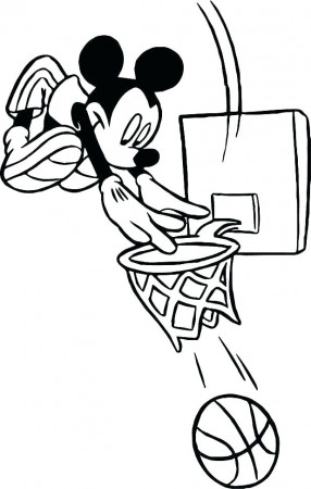 Mickey Playing Basketball Coloring Page - Free Printable Coloring Pages for  Kids