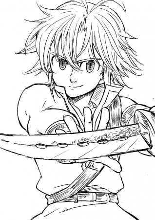meliodas with sword Coloring Page - Anime Coloring Pages