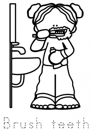 Brush Teeth Coloring Page - Free Printable Coloring Pages for Kids