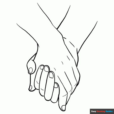 Holding Hands Coloring Page | Easy Drawing Guides