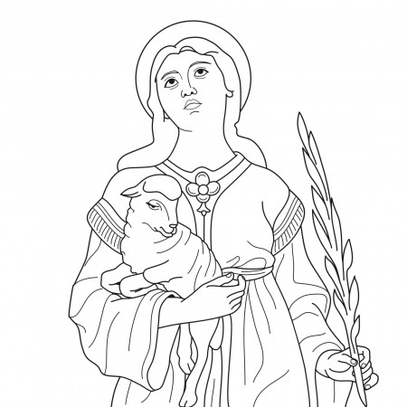 Saint Agnes of Rome Vector Illustration Outline Monochrome 16775951 Vector  Art at Vecteezy