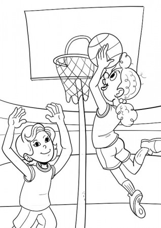 Coloring Pages | Girls Playing Basketball Coloring Page