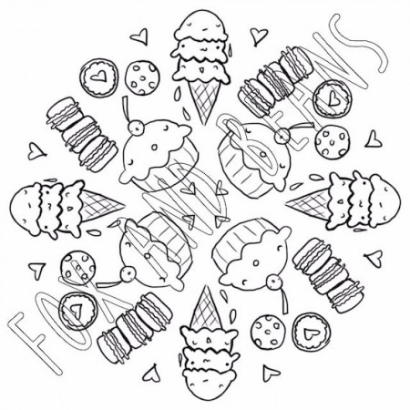 Cute Sweets Printable Coloring Page Ice Cream Cupcakes - Etsy