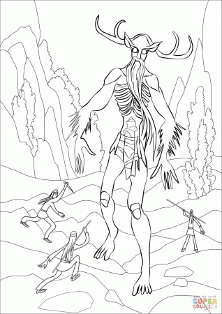 Wendigo coloring page | Free Printable Coloring Pages