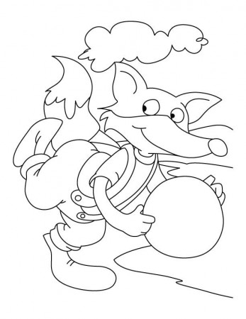 Fox playing with the ball coloring page | Download Free Fox 