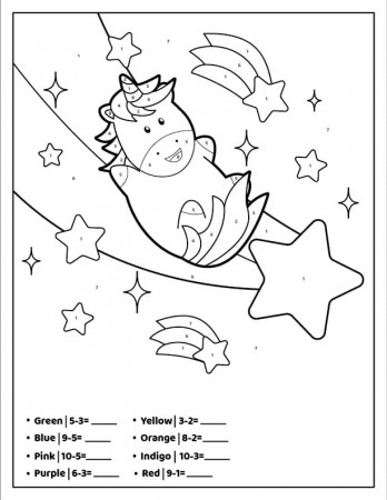 Shooting Star Unicorn Color By Number Coloring Page - Free Printable Coloring  Pages for Kids