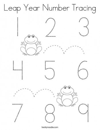Leap Year Number Tracing Coloring Page - Twisty Noodle
