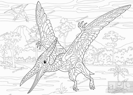 Coloring page of pterodactyl dinosaur, pterosaur of the late Jurassic  period, Stock Vector, Vector And Low Budget Royalty Free Image. Pic.  ESY-045363462 | agefotostock