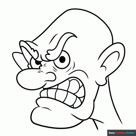 Cartoon Angry Face Coloring Page | Easy Drawing Guides