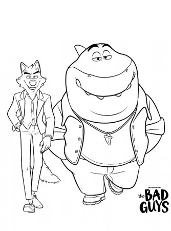 The Bad Guys Wolf end Shark - Coloring pages