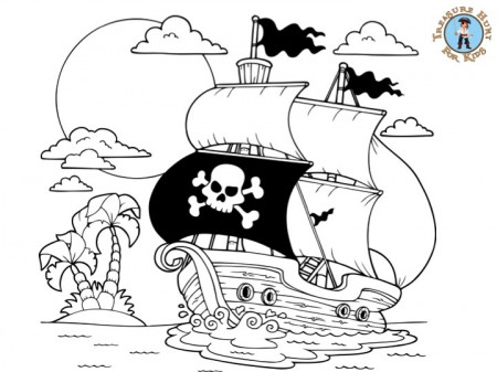Pirate Ship Coloring Page - Free Printables - Treasure hunt 4 Kids