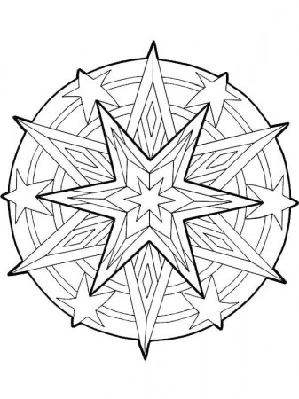 Mandala Christmas Stars Outline Coloring Pages: Mandala Christmas ...