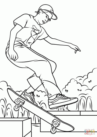 Boy Skateboarding coloring page | Free Printable Coloring Pages