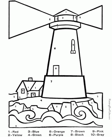 Lighthouse Color by Number Coloring Page