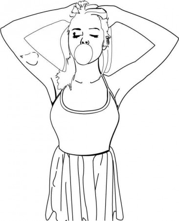 Relaxing Teenage Girl Coloring Page - Free Printable Coloring Pages for Kids