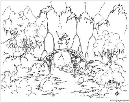 Alligator Riding A Bison Across A Bridge Coloring Page - Free Coloring Pages  Online