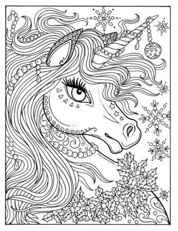 Unicorn Christmas Coloring Page Adult Color Book Art Fantasy digital | Unicorn  coloring pages, Coloring book art, Horse coloring pages