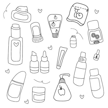 Premium Vector | Set of different hand drawn beauty skin care products with  outline style