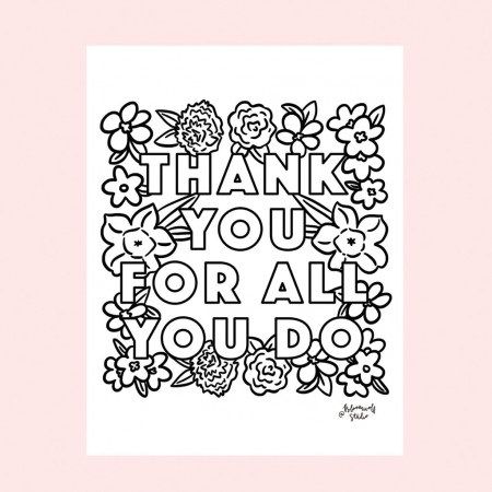 Thank You Coloring Sheet– Bloomwolf Studio