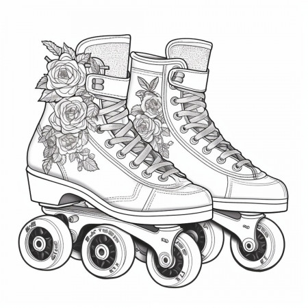 Rockin' Roller Skates Coloring Page - Etsy