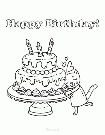 Birthday Cake Coloring Pages for Kids ...