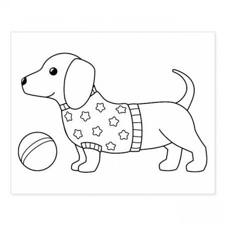 Dachshund Wiener Dog and Ball Color Me Rubber Stamp | Zazzle | Puppy coloring  pages, Dog coloring page, Coloring pages