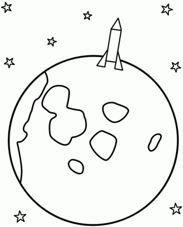 Rocket Landing on the Moon - Coloring Page (