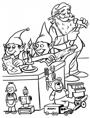 Elves And Santa Christmas Coloring Pages For Kids | Christmas ...