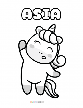 Asia unicorn coloring page