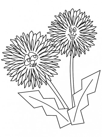 Dandelion Cartoon Flowers Coloring Pages & Coloring Book | Flower coloring  pages, Cartoon flowers, Flower drawing