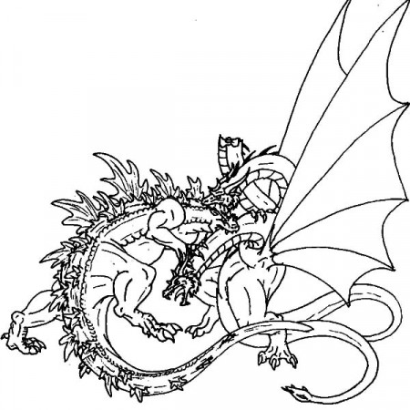 Great Fight Of Godzilla And Dragon Coloring Pages : Color Luna