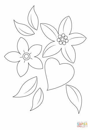 Heart and Flowers coloring page | Free Printable Coloring Pages