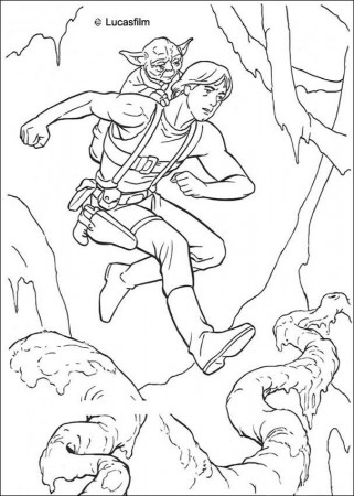 STAR WARS coloring pages - Luke training with Yoda