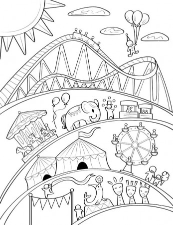 theme park coloring pages
